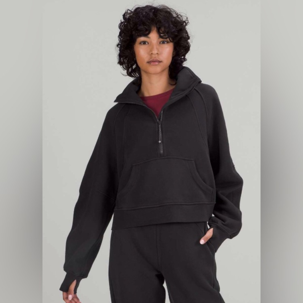 Lululemon Scuba Oversized half zip pullover sweater black cotton terry